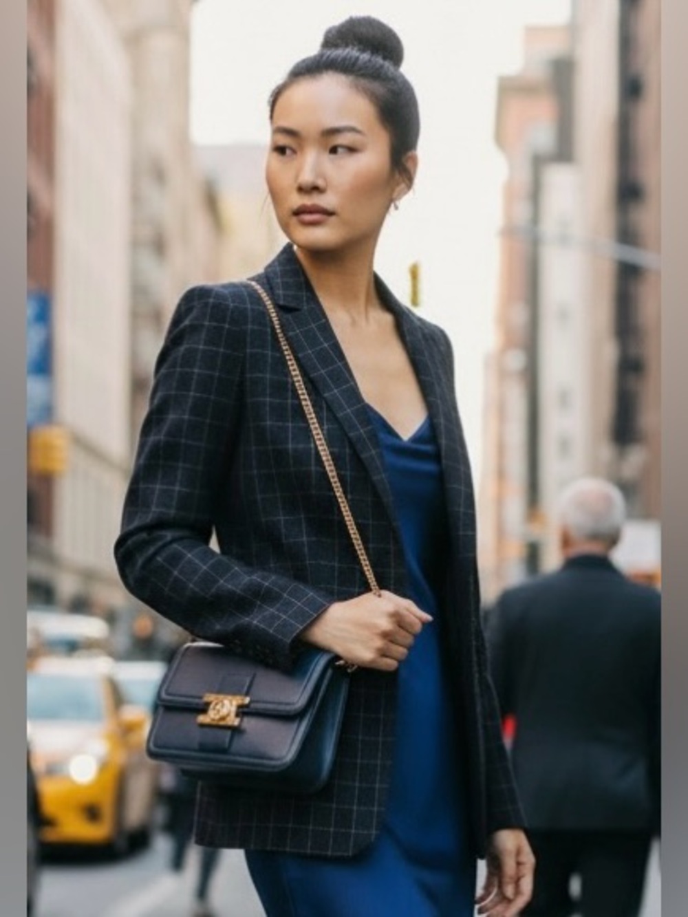 ****Banana Republic Navy Windowpane Plaid Two Button Blazer Size 6